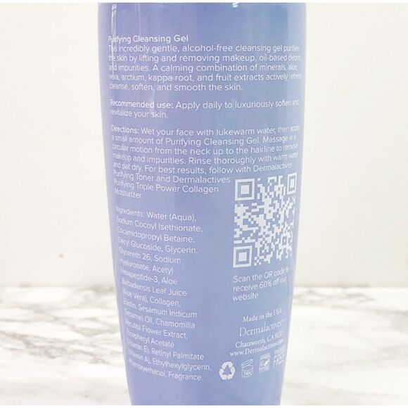 NEW Dermalactives Purifying Facial Cleansing Gel - Hydrate, Plump, & Protect - Picture 2 of 3